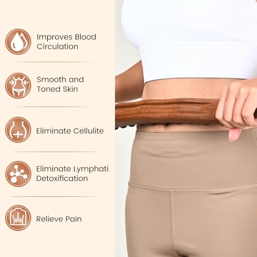 Guasha Wood Massage Stick Tools Wooden Therapy Scraping Lymphatic Drainage Massager, Double Row 20 Beads Point Treatment Gua Sha Tools, Stomach Cellulite Massager, Myofascial Release Tool - style: Massage Stickr
