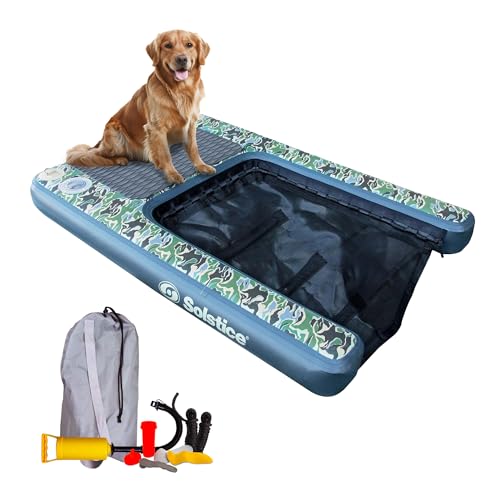 SOLSTICE Inflatable Pup Plank, Dog Water Ramp for Boats & Docks, Boost Step - size: XL Camo (200 Pounds)