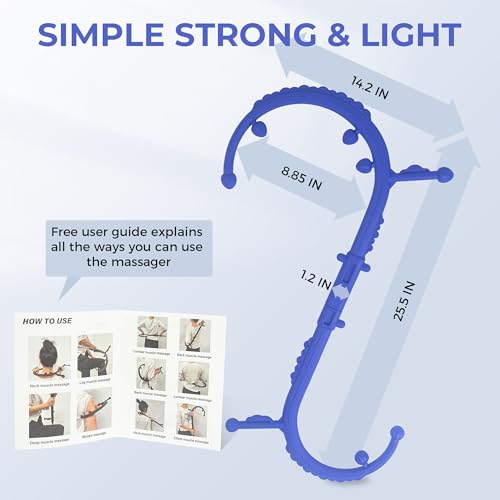 Massage Stick,Handheld Trigger Point Back and Neck Massager Cane, Deep Tissue Self Massage Tool for Muscle Knots and Myofascial Release,for Pain Relief and Muscle Recovery,Blue - color: Blue