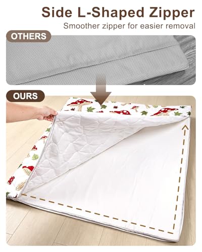 Baby Play Mat, 50x50 Playpen Mat with Machine Washable Cover | Removable, Thicken Cushioning Playmats for Baby, Non-Slip Bottom, Easy to Clean for Infants, Mushroom - color: Mushroom, size: 50" X 50"