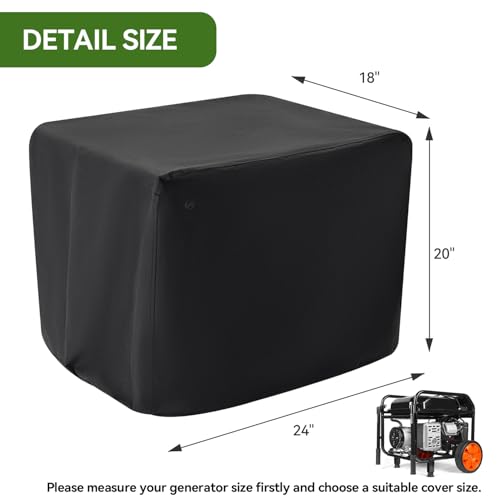 Waterproof Generator Covers for Outside (24"L x 18"W x 20"H), Heavy Duty 900D Polyester Fabric Portable Generator Covers Fits for iGen4500,Honda EU3000iS, Wen 3800,Predator 3500 4375 Generator, Black - size: 24"L x 18"W x 20"H