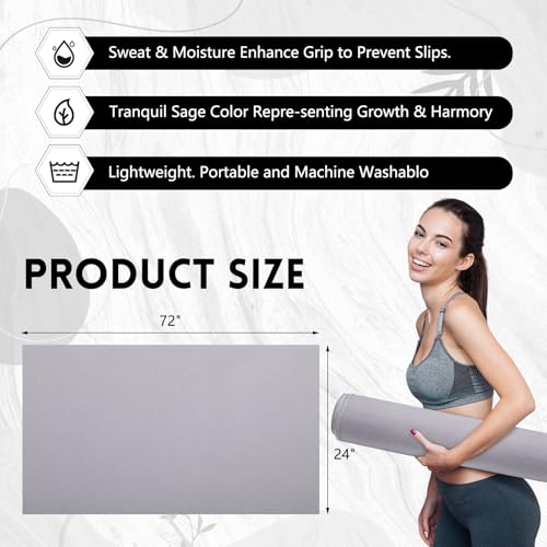 Breling 4 Pack 72" x 24" Hot Yoga Towel Non Slip Microfiber Mat Towel Sweat Absorbent Soft Pilates Mat Essentials for Hot Yoga Pilates Exercise(Light Grey) - color: Light Grey