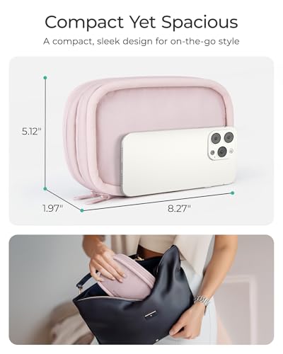 BAGSMART Cord Organizer Travel Cable Bag, Compact Tech Electronic Organizer Travel Case, Essentials for Charger, Cable, Phone, Flash drive, Double Layers (Pink) - color: A-Double Layer Pink