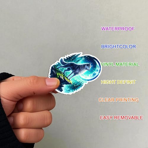 30 PCS Wolf Stickers Pack, Alpha Wildlife Animals Cool Decorations | Vinyl Waterproof Wolves Decals Fantasy Lunar for Car Laptop Water Bottle Bike Helmet Scrapbook Gifts Adults Teens Students - color: Wolves Sticker
