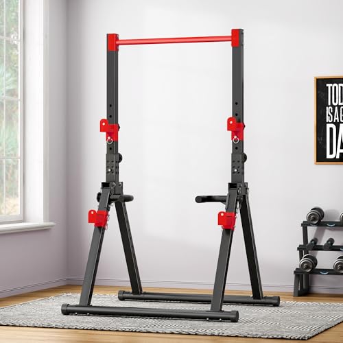 soges Foldable Power Tower, Pull Up Dip Station for Home Gym, 500 LBS Capacity Power Tower with Triangular Design, Adjustable Height Pull Up Bar for Full Body Workout