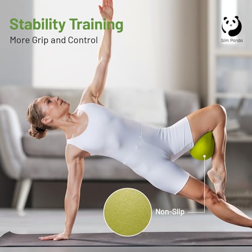 Slim Panda 9 Inch Pilates Ball - Anti-Burst Mini Yoga Ball with Needle Valve Pump - Small Exercise Core Ball for Barre, Stability & Physical Therapy - color: Olive Green