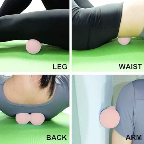 Small Hard Peanut Massage Ball, Double Ball Peanut Roller Mobility Massager Tool for Deep Tissue Massage Physical Therapy Myofascial Release Trigger Point Muscle Relax Pain Relief Acupressure (Pink) - color: Pink