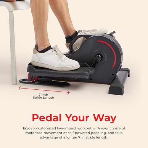 Sunny Health & Fitness Under Desk Pedal Elliptical Machine Leg Exerciser | Joint-Friendly, Quiet Operation, Adjustable Resistance, Compact, Compact, Digital Monitor, SunnyFit App - color: Black Motorized