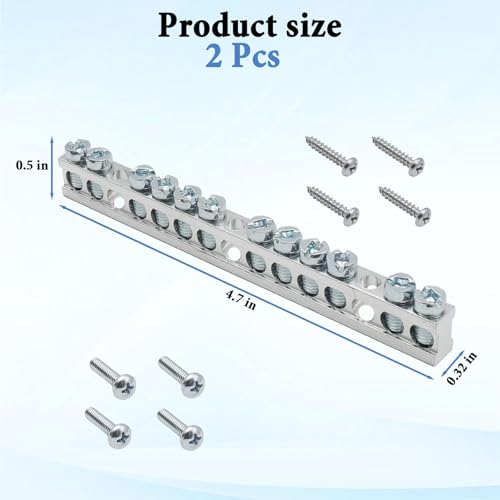 Ground Bar Kit for Square D 2 Pack | 12 Terminal Grounding Bar Compatible with Schneider Electric Load Centers - size: 12 Terminal