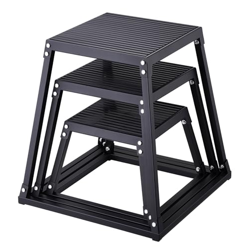 VEVOR Plyometric Platform Box, Plyometric Jump Box, Fitness Steel Plyo Box for Home Gym Jump Training, Crossfit, Conditioning, Strength Training, Black