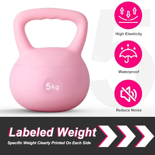 sogesfurniture Soft Kettlebells,Safe Strength Training Kettlebells,Iron Sand Filled Weights Strength Training Kettlebells,Fitness Soft Kettlebells for Women Men Children - color: 20LBS-Pink