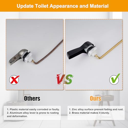Hibbent Universal Metal Front Mount Toilet Handle Replacement Kit | Oil Rubbed Bronze Solid Brass Toilet Flush Tank Lever, Stainless Steel Flapper Chains for Most Toilet Tanks - color: Oil Rubbed Bronze, style: Upgraded Front Mount
