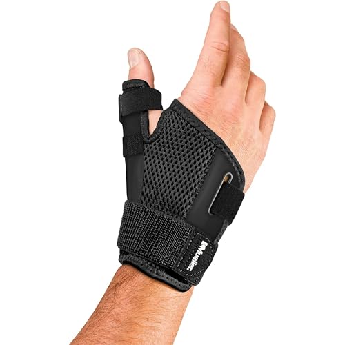MUELLER Sports Medicine Adjust-to-Fit Thumb Brace, Spica Splint, Thumb Pain Relief Stabilizer for Men and Women, Ideal for De Quervain's Tenosynovitis, Arthritis, Sprains, Fits Right or Left, Black, One Size - size: 1 Count (Pack of 1)
