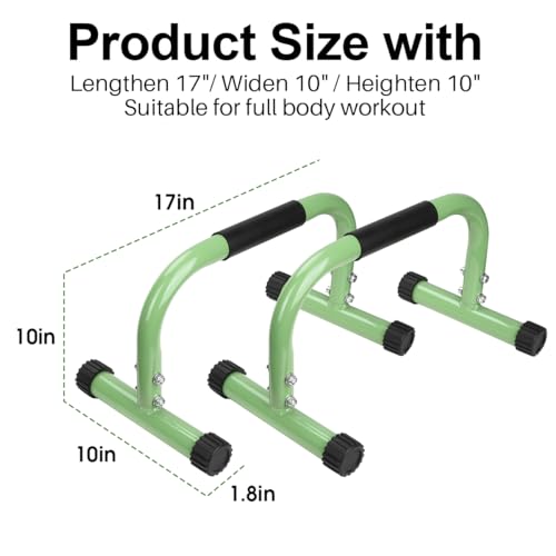 AmazeFan Parallettes Bars, Push Up Bars Strength Training For Handstands, Full Planche & Dips, Calisthenic, Gymnastic, [16.6x10x10in] Push Up Stands Handle for Floor Workouts Calisthenics Equipment - color: Green