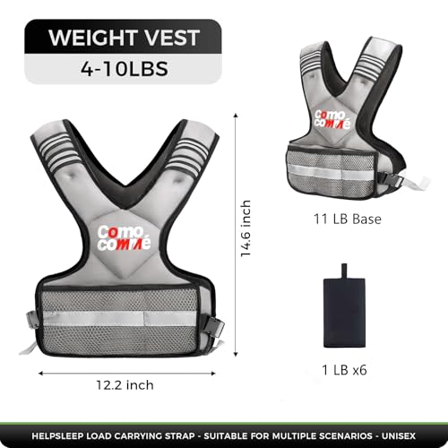 Adjustable Weighted Vest for Men Women, 4-10lb/12-18lb/20-32lb Vest with 6 Ironsand for Weights Running Workout and Training, Adjustable Body Weight Vest Exercise Set for Running, Walking - color: Grey, size: 4-10 lb
