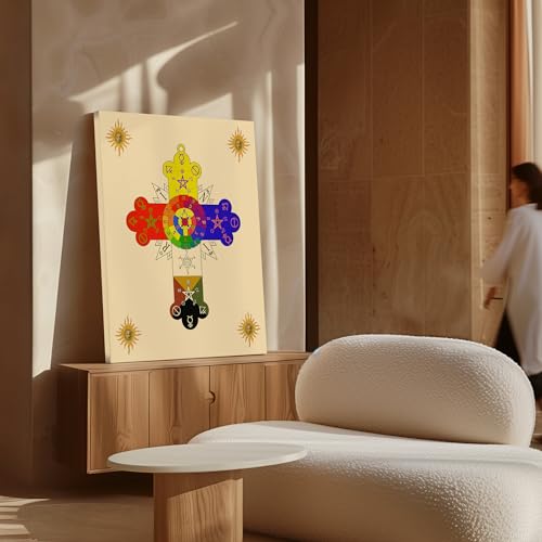 Monem Art Rose Cross Lamen Canvas - Retro Hermetic Order of the Golden Dawn Print - Secret Society Art - Gift for Men & Women - Decor for Living Room or Bedroom - Available in 8x10 to 30x40 - color: Style-05