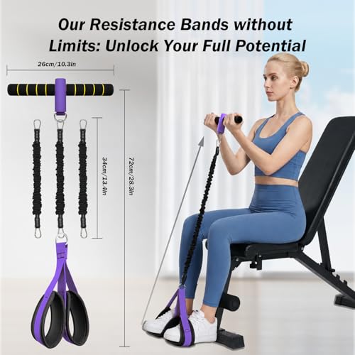 Resistance Bands with Handles, 6-Tube Elastic Pedal Resistance Band for Working Out, Durable Natural Rubber Exercise Bands, Multifunction Exercise Equipment for Abdomen, Waist, Arm, Leg Stretching - color: Upgraded-Purple