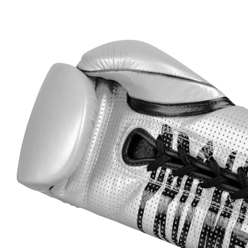 Title Boxing Pro Mex Professional Edge Lace Training/Sparring Boxing Gloves - color: Silver, size: 14 oz