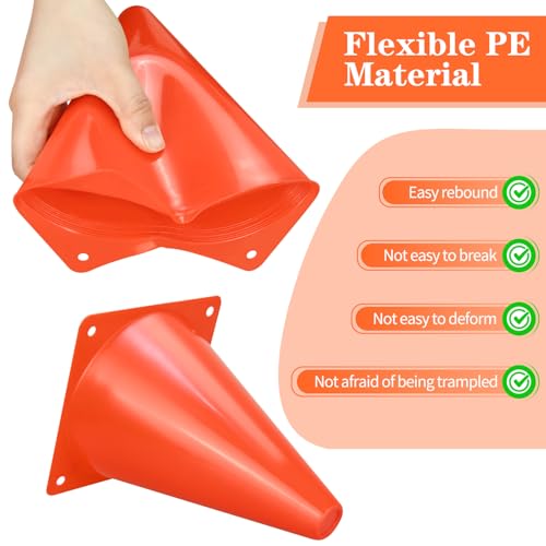 PXZBLG 12/24/50pcs Soccer Cones, 7" Plastic Traffic Cones | for Sports Training, Football, Soccer, Basketball, Coaching, Practice - color: Red, size: 7", 12pcs