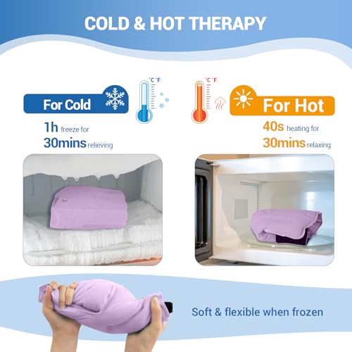 Comfytemp Ankle Foot Ice Pack Wrap for Plantar Fasciitis Relief, Ankles Brace for Sprain, Heel Spur, Swelling, Achilles Tendonitis, Cold Bag for Injuries Reusable, Hot Cold Compress, 1 Pack (Purple) - color: Purple 70, size: Large
