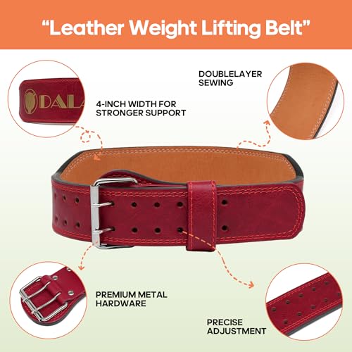 Weight Lifting Belt Gym Fitness, Padded Cowhide Leather Weightlifting Belt, Functional Powerlifting Belt Adjustable Weightlifting Belt - color: Red, size: X-Large