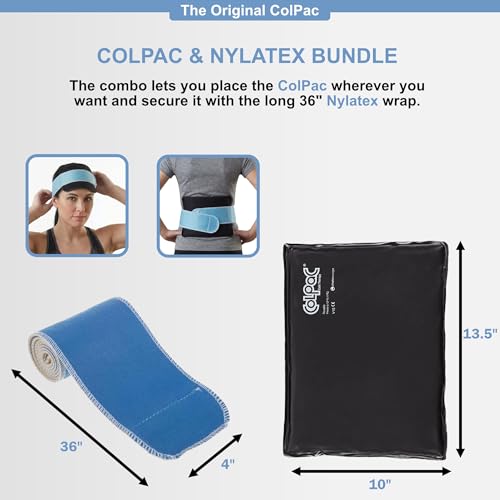 Chattanooga ColPac, Reusable Gel Ice Pack, Cold Therapy for Injury, Muscle Soreness, Sprains, and Strains, 10" x 13.5" Standard Size, Bundle with 3 Pack 4" x 36" Nylatex Wrap & Drawstring Bag - color: Black, size: Standard Size & Nylatex Wrap Bundle