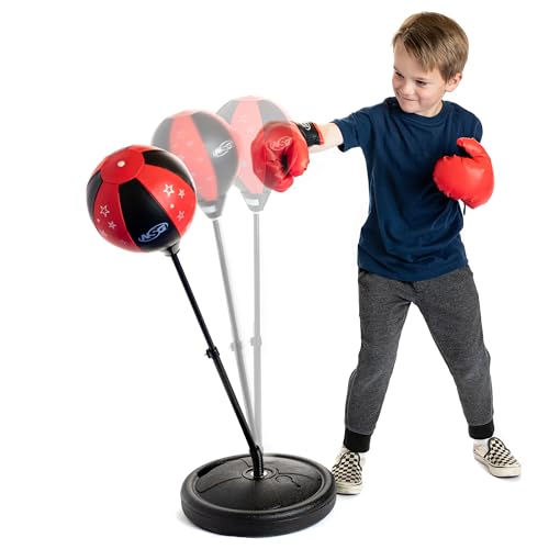 NSG Punching Bag for Kids & Boxing Gloves Set - Adjustable Freestanding Speed Bag with Spring-Loaded Stand, Junior Boxing Gloves & Hand Pump - Portable, Easy Assembly for Boys, Teens, Toddlers Ages 4+ - size: Small
