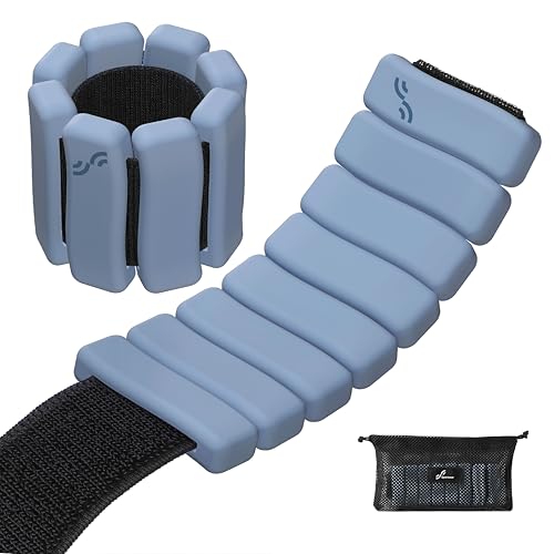 Sportneer Wrist & Ankle Weights for Women & Men Set of 2 (1LB/2LB Each) - Soft Silicone Arm & Leg Weights for Pilates, Yoga, Walking, Barre, Home Workout, Water Aerobics - color: Misty Blue, size: 2 Lb Pair (1 Lb Each)