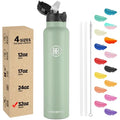 Han's Bottle Sports Water Bottle - 32 Oz, Straw Lid, Leak Proof, Vacuum Insulated Stainless Steel, Double Walled, Thermo Mug,Pine Green - color: Pine Green, size: 32 Ounces