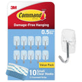Command Small Clear Wire Toggle Hooks, 10 Wall Hook and 12 Strips, Damage-Free Hanging with Adhesive, Great for Hanging, Organization and Storage, Holds up to 0.5 lb - size: 1 Pack