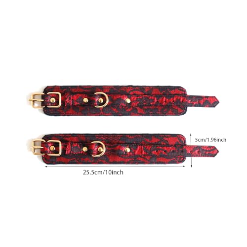 Spreader Bar Wooden Black PU Bar Home Gym with 2pcs Furry Black Adjustable Straps,Sports Aid Training Fitness Gear Pilates Aid Kit,Indoor Yoga Set - style: Lace Red+Red Kit