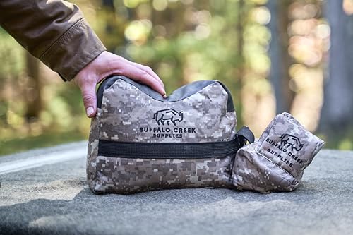 Buffalo Creek Supplies All Weather Durable Front and Rear Shooting Rest Bags, Rifle Rest Sand Bag for Bench Rest Shooting, Hunting, Target & Competitive Sports Shooting-Unfilled - color: Desert Digital