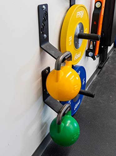 PRx Performance USA MADE Kettlebell Storage Holders, Wall Mounted Kettle Bell Holder Hanger, Space Saving Home or Commercial Gym Accessory, Thick Steel with Black Powder Coating - color: 2 Storages