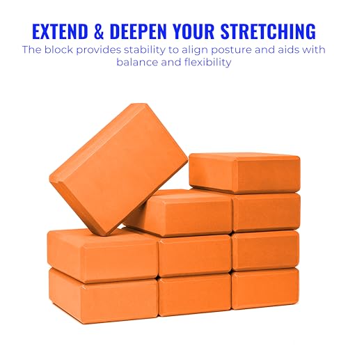 3 in Foam Bulk Yoga Blocks, 10 Pack - color: Orange