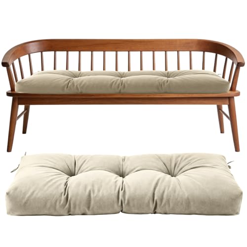 Tudomro Beige Waterproof Outdoor Bench Cushion 42x16x4 Inch Patio Furniture Cushion Mat for Outdoor/Indoor Extra Thick Lounge Bench Mat for Beach Lawn Garden - color: Beige
