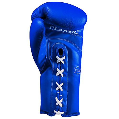 Title Classic Leather Lace Training Gloves 2.0 - Lace Up Boxing Glove, Boxing Competition Gloves, Boxing Sparring Gloves, Boxing Training Gloves, Boxing Bag Gloves, Boxing Gloves - color: Blue, size: 16 oz