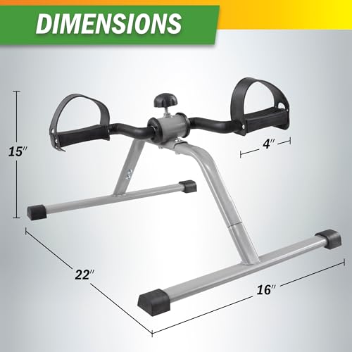 Under Desk Exercise Bike Pedal Exerciser – Mini Stationary Cycle with Adjustable Resistance, Calorie Tracker & Foldable Design – Compact Pedal Machine for Home, Office, or Physical Therapy by Wakeman - style: Standard