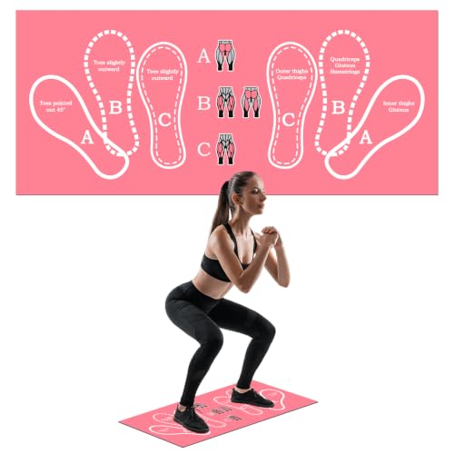 Anti-Slip Squat Mat, Squat Mat with Foot Position Sports Accessories for Home Workout, Anti-Slip & Shock-Absorbing Scientific Design Suitable for Home & Gym Use - color: Pink White