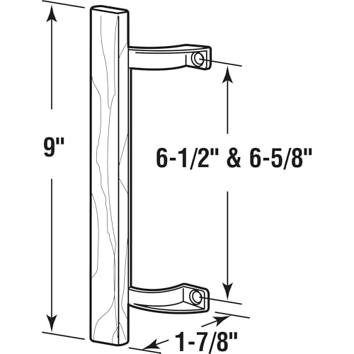 Prime-Line C 1190 Sliding Glass Door Pull Handle, 6-1/2 In. to 6-5/8 In. Hole Centers, Black Diecast Supports, Wood Handle (Single Pack) - color: Matte Black