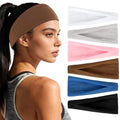 YARIEW 6Pcs Headbands Paisley Bandanas Head Bands Sweat Band Hair Wrap Headwrap Fashion Boho Wide Thick Workout Yoga Elastic Headbands Mens Cooling Running Sports Headband Sweatbands for Women and Men - color: Grey, Navy, Brown, White, Pink, Black
