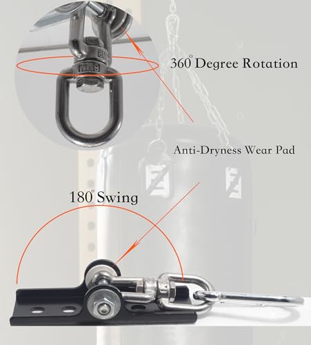 Heavy Duty Punching Bag Hanger with 360° Swivel, Reinforced Steel Heavy Bag Ceiling Mount Holds Up to 300 lbs, Punching Bag Mount for Boxing, MMA & Home Gym Training - color: Black 1 PCS