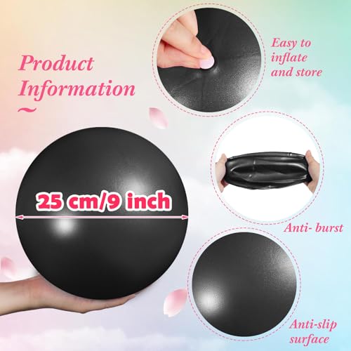 4 Pcs Small Exercise Pilates Ball Bulk 9 Inch Mini Yoga Balls Anti Burst and Slip for Stability, Fitness, Physical Therapy, Stretching & Core Workout at Home Gym Office Class - color: Black,Gray