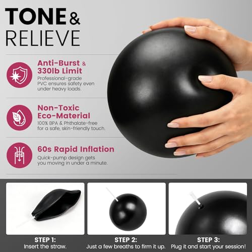 Pilates Kit for Women 13PCS, Pilates Ring Ball Resistance Bands Workout Set | Pilates equipment set for women and beginners, at home pilates kit for mat workouts, toning, stretching and strength training - color: Black
