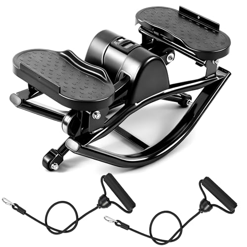 Rock Fitness Stepper, Portable Step Rocker Side to Side at Home, Aerobic Workout Machine Fitness Equipment Suitable for Apartment and Dormitory - color: Obsidian Black