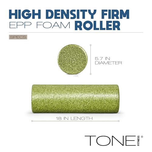 Tone Fitness High Density EPP Foam Exercise Foam Roller for Yoga, Pilates, Stretching, Massage, and Recovery | Multiple Sizes and Colors - color: Black, size: 18 Inch