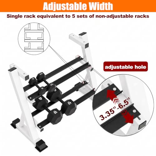 Heavy Duty 3 Tier Dumbbell Rack Stand, 1200LBS Commercial Weight Storage Organizer for Home Gym (Select Frame Type: Kettlebell Flat Tray, All Rails, or Rolling Wheels), Stand Only - color: 3-Tier (Top Tray)- White