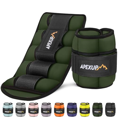 APEXUP Adjustable Ankle Weights for Women and Men, Modularized Leg Weight Straps for Yoga, Walking, Running, Aerobics, Gym, Physical Therapy - color: Green, size: 5 lbs x2