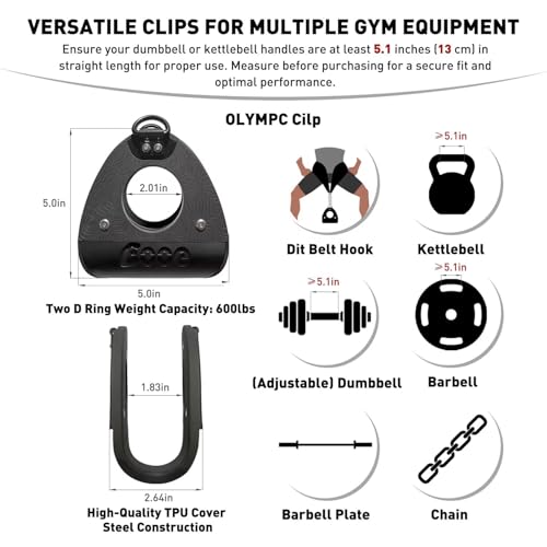 Home Gym Clips - Load Dumbbells on Barbells, Convert to Landmine Attachment, T-Bar Row & Dip Belt Hook | Multi-Functional Weightlifting Clamps for Barbell, Functional Training & Home Gym Equipment