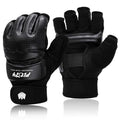 FitsT4 Sports Half Mitts MMA UFC Training Boxing Punch Bag Martial Arts Gloves - color: Black, size: Large