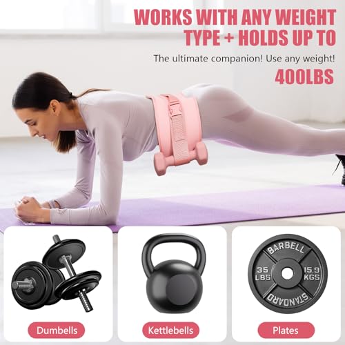 Exercise Hip Thrust Belt - Dumbbell Hip Thrust Belt, Thicken & Widen, Comfortable for Dumbbells, Kettlebells or Plates, Slip Padding, Gym or Home Workouts - color: Pink